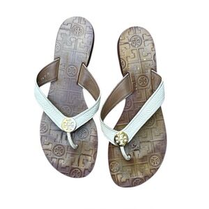 Tory Burch White Leather Thong Sandals – Size 7